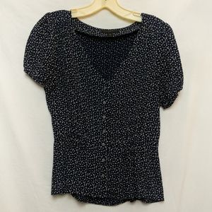 J. Crew navy and white star peplum blouse